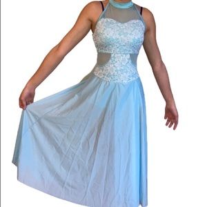 Dance Costume Dansco Child Light Blue with Sequins